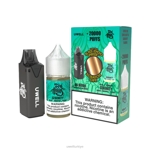 UWELL V6 tek kullanımlık cihaz + babanın buharı 30ml meyve suyu - ortak çalışma paketi | UWELL Ankara clr: siyah/flv: huzur 50mg D6RV222