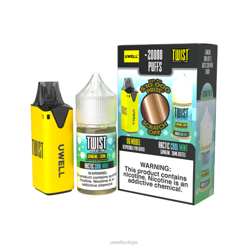 UWELL V6 tek kullanımlık cihaz + babanın buharı 30ml meyve suyu - ortak çalışma paketi | UWELL Disposable Vape clr: sarı/flv: arktik serin nane 50mg D6RV215