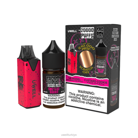 UWELL V6 tek kullanımlık cihaz + babanın buharı 30ml meyve suyu - ortak çalışma paketi | UWELL Istanbul clr: kırmızı/flv: kremalı kurabiye 48mg D6RV213