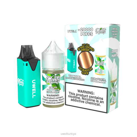 UWELL V6 tek kullanımlık cihaz + babanın buharı 30ml meyve suyu - ortak çalışma paketi | UWELL Store clr: camgöbeği/flv: serin nane 50mg D6RV210