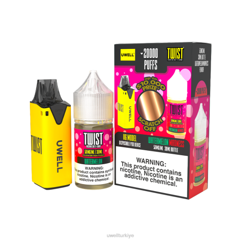 UWELL V6 tek kullanımlık cihaz + babanın buharı 30ml meyve suyu - ortak çalışma paketi | UWELL Store clr: sarı/flv: karpuz çılgınlığı 50mg D6RV220