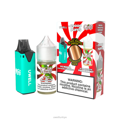 UWELL V6 tek kullanımlık cihaz + babanın buharı 30ml meyve suyu - ortak çalışma paketi | UWELL Türkiye clr: camgöbeği/flv: nane 50mg D6RV211