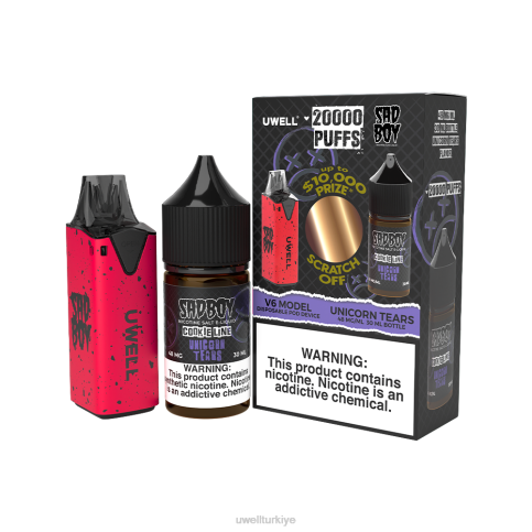 UWELL V6 tek kullanımlık cihaz + babanın buharı 30ml meyve suyu - ortak çalışma paketi | UWELL Turkey clr: kırmızı/flv: tek boynuzlu at gözyaşları 48mg D6RV214