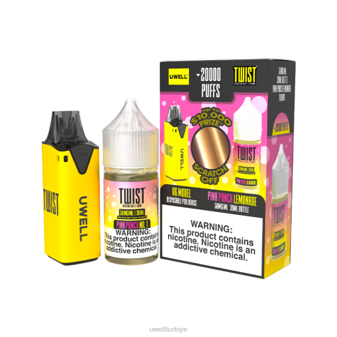 UWELL V6 tek kullanımlık cihaz + babanın buharı 30ml meyve suyu - ortak çalışma paketi | UWELL Vape Flavours clr: sarı/flv: pembe yumruk limonata 50mg D6RV219