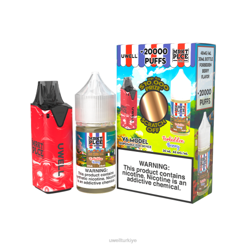 UWELL V6 tek kullanımlık cihaz + babanın buharı 30ml meyve suyu - ortak çalışma paketi | UWELL Vape Price clr: kırmızı/flv: yasak meyve 48mg D6RV208