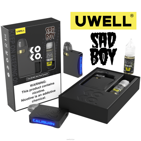 UWELL CALIBURN AK3 kit + a3s 0.8ohm kapsüller (x2) + babanın buharı 10ml tuzlar 50mg | UWELL Istanbul crl: black/flv: kremalı kurabiye 50mg D6RV243